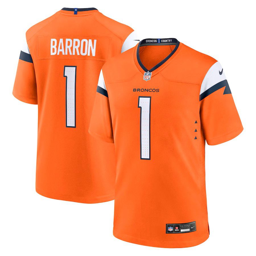 Men Denver Broncos #1 Jahdae Barron Nike Orange 2025 NFL Draft First Round Pick Game Jersey